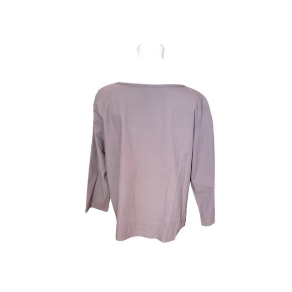Just Fashion Now Deep Purple V-Neckline Blouse with 3/4 Sleeves in Size L - Picture 3 of 4